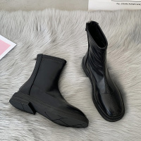 述雅英伦风炸街马丁靴薄款女2021年新款后拉链春秋单靴瘦瘦小短靴