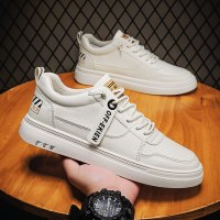 述雅鞋子男冬季2021年新款男士休闲皮鞋潮流百搭运动低帮板鞋