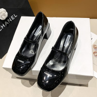 述雅单鞋女2022年春季新款漆皮中跟包头凉鞋百搭配裙子温柔仙女高跟鞋