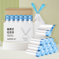 智月垃圾袋抽绳式家用加厚钢袋手提式自动收口厨房拉收塑料袋大号袋子*6箱