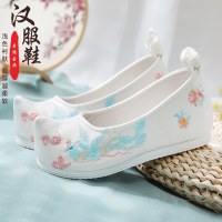 苏芈原创汉元素汉服鞋子女古风中国风古装低跟翘头履老北京布鞋绣花鞋