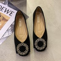 苏芈方头单鞋瓢鞋女2021春款新款浅口晚晚风温柔鞋一脚蹬平底豆豆鞋子