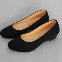 苏芈老北京布鞋女鞋单鞋春秋夏季黑色工作鞋坡跟软底酒店礼仪鞋