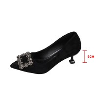 苏芈黑色高跟鞋女2021年新款夏细跟设计感小众气质不累脚尖头春款单鞋