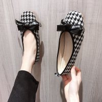 苏芈小香风单鞋女2021春秋新款百搭网红蝴蝶结温柔晚晚平底淑女豆豆鞋