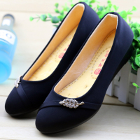 苏芈老北京布鞋女单鞋浅口时尚平底坡跟舒适透气软底黑色工作鞋女鞋子