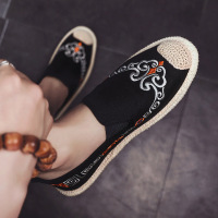 苏芈老北京布鞋男夏季透气薄款休闲平板鞋一脚蹬男鞋帆布懒人渔夫潮鞋