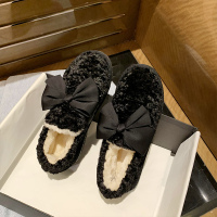 苏芈毛毛鞋女冬女鞋秋2021新款羊羔毛豆豆鞋女冬加绒厚底鞋女