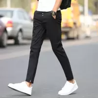 休闲裤男夏季新款时尚韩版修身九分裤青年百搭棉质运动小脚裤HOUQIYE