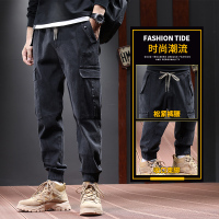 休闲裤男加绒秋冬季潮牌宽松束脚isn百搭哈伦青年工装裤长裤HOUQIYE