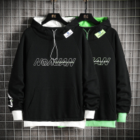 大码港风卫衣男2022春秋季新款潮连帽撞色长袖卫衣学生宽松外套HOUQIYE