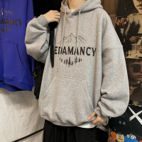 连帽卫衣男春秋新款2022港风学生潮牌印花字母宽松高街套头外套HOUQIYE