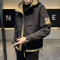 工装夹克男2022潮牌港风学生百搭宽松休闲ins韩版潮流上衣服春秋连帽外套HOUQIYE