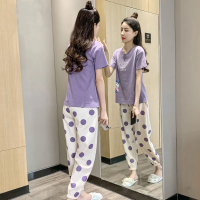 纯棉睡衣女两件套装2022夏季新款短袖长裤女士甜美可爱大码可外穿家居服HOUQIYE