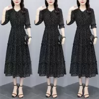 2022夏季新款大码女装胖妹妹雪纺连衣裙女夏天收腰显瘦气质妈妈中年长裙子HOUQIYE