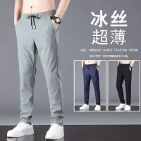 冰丝休闲裤男士2022夏季薄款直筒宽松速干裤子韩版潮流青年中年长裤HOUQIYE