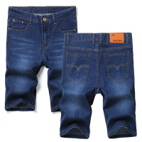 牛仔裤男2022夏季薄款弹力青年直筒短裤中年时尚宽松五分裤中裤子HOUQIYE