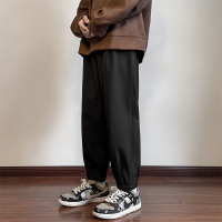 休闲裤男2022秋冬新款加绒加厚潮牌宽松束脚卫裤学生青年运动百搭九分裤子HOUQIYE