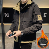 夹克男夹棉2022秋冬新款潮流时尚连帽加棉加厚棉衣青年学生工装棉服HOUQIYE