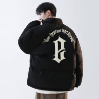 棉衣男加厚2022冬季新款青年学生麂皮绒宽松棉服潮牌棉袄美式潮流新款外套HOUQIYE