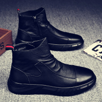 述雅2021夏季新款防水鞋男防滑休闲皮鞋纯黑厨师工作潮鞋登山劳保男鞋