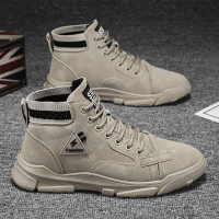 述雅2021夏季新款男鞋工地鞋男防滑轻便中邦休闲皮鞋马丁工装劳保潮鞋