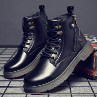 述雅黑色马丁靴男春夏新款高帮英伦机车靴工装短靴防水雪地皮靴子男鞋