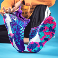 述雅春季新款休闲运动男鞋潮流百搭篮球潮鞋学生夏季网面透气球鞋紫色