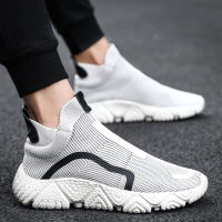 述雅袜子鞋男夏季新款针织网面透气旅游潮鞋学生高帮内增高休闲运动鞋