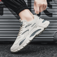 述雅鞋子男夏季2021年新款休闲运动鞋青少年网面透气增高老爹潮鞋灰色