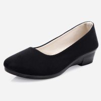 述雅老北京布鞋女工作久站软底舒适不累黑色酒店上班工装一脚蹬单鞋子