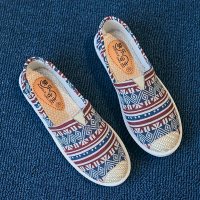 述雅老北京布鞋女ins潮时尚百搭平底懒人一脚蹬亚麻仙女小香渔夫单鞋