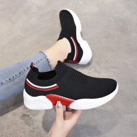 述雅2021春季新款弹力袜运动休闲鞋女时尚百搭跑步鞋一脚蹬懒人鞋单鞋