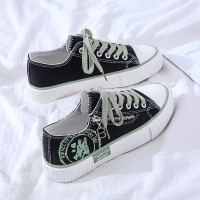 述雅侧拉链国潮帆布鞋女2021春夏新款小黑鞋ulzzang百搭学生ins板鞋子