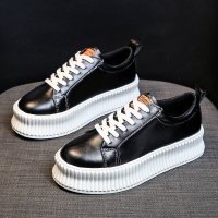 述雅小白鞋女2021春秋季新款百搭平底系带休闲板鞋松糕厚底增高鞋子女