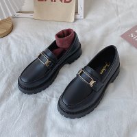 述雅英伦风小皮鞋女2021春季新款ins潮学生百搭一脚蹬厚底日系jk单鞋