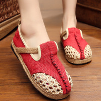 述雅民族风草编女鞋帆布鞋亚麻手工鞋布鞋复古棉麻透气森女老北京布鞋