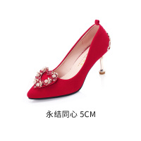 述雅皇冠婚鞋女新娘鞋2019新款细跟秀禾鞋高跟敬酒鞋结婚穿的鞋子