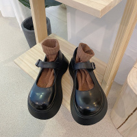 述雅玛丽珍鞋单鞋女2021秋季厚底增高韩版复古百搭学院英伦大头小皮鞋
