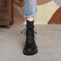 述雅薄款马丁靴女2021年新款潮ins酷透气袜靴春秋单靴英伦风短靴