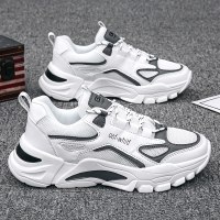 述雅鞋子男潮鞋冬季新款保暖学生白色运动鞋休闲厚底增高鞋男士老爹鞋