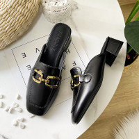 述雅小众英伦风半包头拖鞋女外穿2022年新款法式穆勒鞋气质粗跟凉拖春