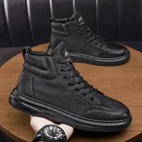 述雅马丁靴男冬季2021年新款英伦风工装高帮黑色靴子男士气垫潮鞋