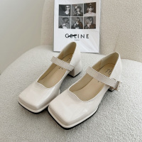 述雅高跟鞋女2022年春秋复古粗跟小众设计感气质单鞋复古玛丽珍小皮鞋