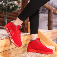 苏芈红色休闲板鞋韩版潮流社会精神小伙男鞋红鞋网红同款冬季加绒棉鞋