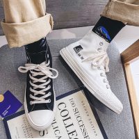 苏芈夏季男鞋透气薄款韩版潮流鸳鸯高帮帆布鞋男2021年新款青少年板鞋