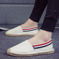 苏芈夏季帆布鞋男草编亚麻鞋布鞋草鞋一脚蹬懒人鞋男士休闲鞋学生潮鞋