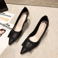 苏芈白色粗跟高跟鞋女2021年春季新款春秋网红伴娘鞋鞋子女ins潮单鞋