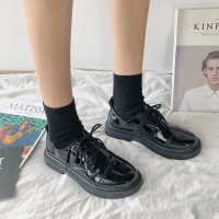 苏芈黑色英伦风小皮鞋复古日系女2021春季新款学生韩版百搭平底单鞋