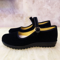 苏芈老北京布鞋女春夏季软底舒适坡跟黑色工作鞋酒店礼仪鞋妈妈鞋